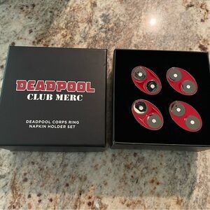 Deadpool Corps Ring Napkin Holders Club Merc Marvel Loot Crate Set of 4 in Box